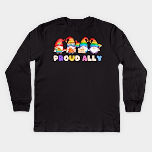 Proud Ally, Gnomes, LGBT Pride, Straight Kids Long Sleeve T-Shirt